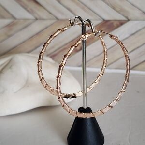 Gold Plated Rattan Design Hoop Earrings NEW